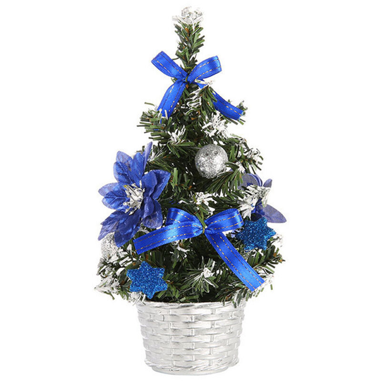 Mini Tabletop Christmas Tree Home Christmas Small Desktop Decoration Party Ornament Family Christmas Gift,Royal blue,20cm - Royal blue,20cm