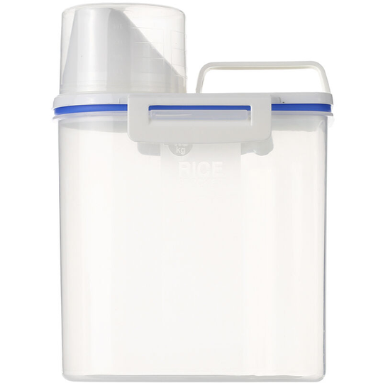 1.5L Portable Plastic Rice Storage Bin Sealed Food Grain Cereal Flour Storage Box Container with Measuring Cup