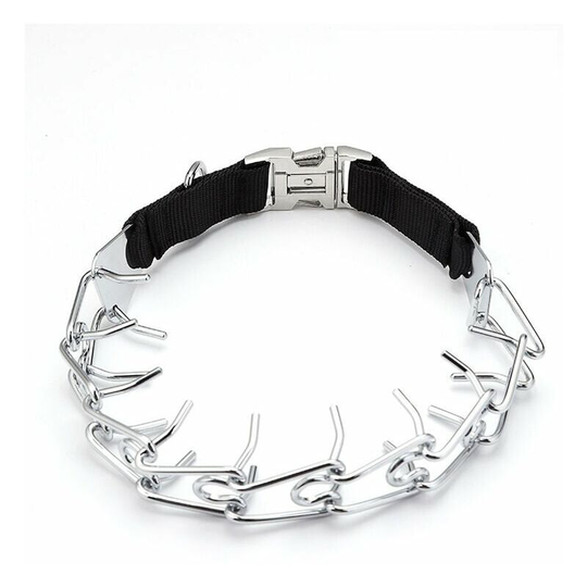 Bearsu - Dog Choke Collar(4.0mm*60cm), Semi Choke Collar with Safety Button for Large/Large/Medium Dogs, Nylon Chain Collar with Reflective Strip