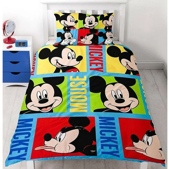 Reversible Duvet Cover Set (Single) (Blue/Yellow/Red) - Blue/Yellow/Red - Mickey Mouse