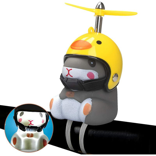 Ilovemilan - Duck Bike Bell with Light and Helmet Cute Hamster Bicycle Horn, Dashboard Decoration Hamster Toy Motorcycle Bike Bells Rubber Duck Car