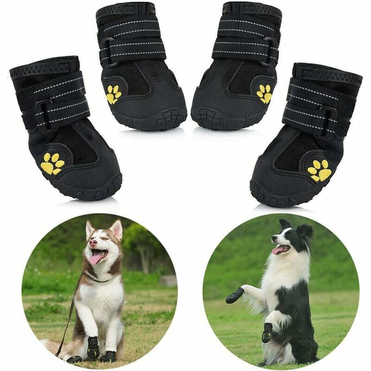 Protective Dog Boots, 4 Pack Waterproof Boots for Medium and Large Dogs - Black(3)