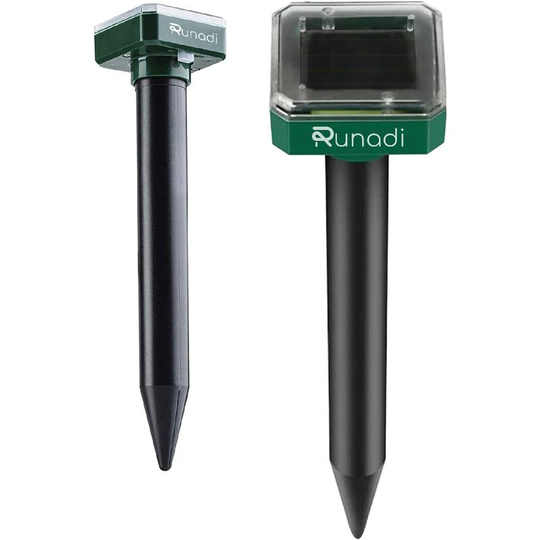 Set of 2 Solar Energy Mole Repellents for Moles, Voles, Gophers, Snakes or Other Dug-in Animals