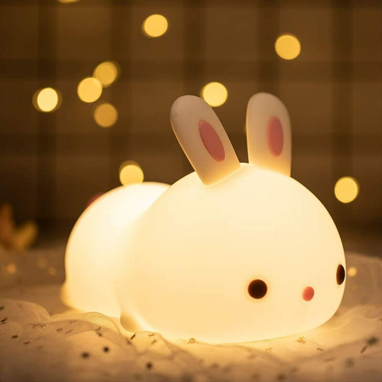 Denuotop - Kids Night Light, Baby Rabbit Led Night Light, Touch Bedside Lamp, Baby Girl Boy Rechargeable Night Light Miffy, 7 Colors Portable