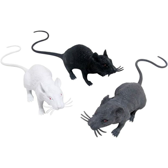 3pcs Realistic Mouse Toy Spooky Rat Toy Halloween Prank Toy For Halloween Decoration (Black White Gray)