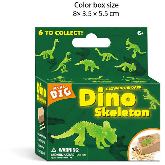 Mini dinosaur digging puzzle science board game toy Jurassic glow-in-the-dark male archeological digging dinosaur model 8*5.5*3.5cm