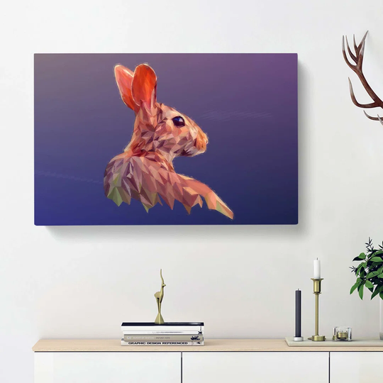 Geometric Rabbit Hare in Abstract - Wrapped Canvas Painting Print