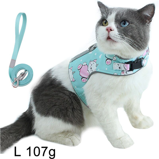 Kitten Harness and Leash for Walking Escape Proof Small, Adjustable Kitten Walking Jackets, Padded Kitten Vest, l, green
