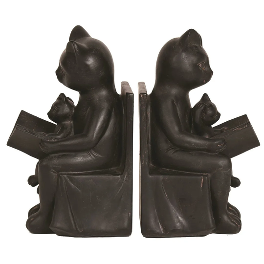 Cute Cat & Kitten Bookends Distressed Effect