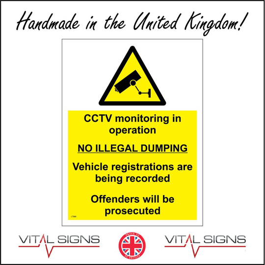 (200 x 300mm - 8 x 12, B - Magnetic - Vehicle Grade) CT080 CCTV No Illegal Dumping Vehicle Registration Sign Fly Tipping Waste Litter 450mm x 600mm B