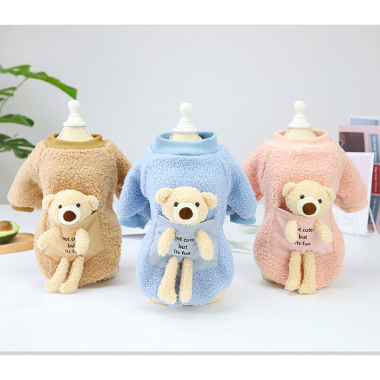Dog'S Clothes Warm And Soft Pet Dog Cat Clothes Puppy Dog Clothing Autumn And Winter Small Dog Chihuahua Clothes21 Back Bear Fleece-Blue s Code