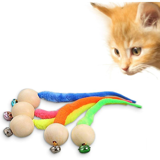 Litzee - Cat toy, ball interactive, simulation worm toy with bell for pet, latest shaky balls cat bell toy, interactive cat fishing (4 pieces