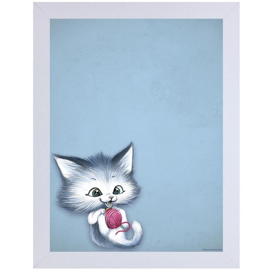 Kitsch Kitten Wool Framed Poster (One Size) (Pastel Blue) - Pastel Blue - Grindstore