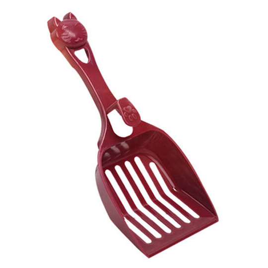 Cat Litter Shovel, Metal Litter Shovel, Trash Shovel, Manure Shovel, Long Handle for Dogs and Cats, Red Wine