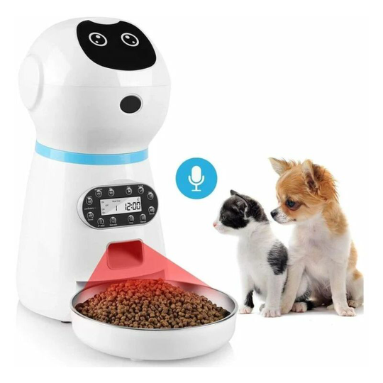Monly - Automatic Cat Feeder, 3.5L Voice Recording Feeder, lcd Display, 4 Meals for Cats and Dogs, Battery or ac Powered