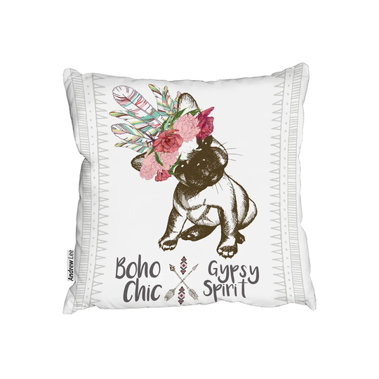 Paredes Portrait of French Bulldog Puppy Cushion with Filling