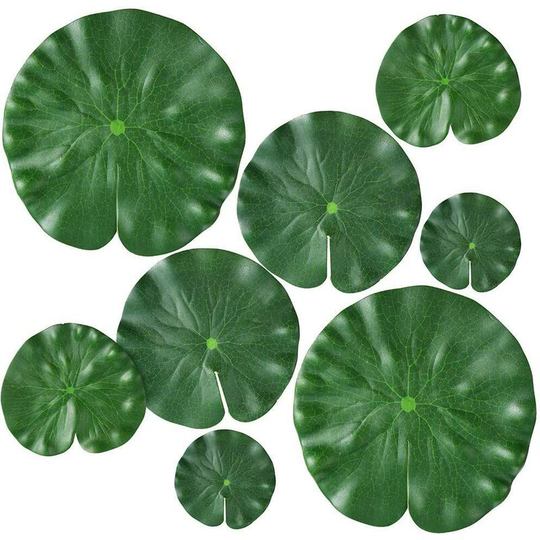 Qersta - 8 Pack 4 Sizes Artificial Water Lily Pads for Floating Plants and Realistic Lotus Leaves for Home, Garden, Ponds, Pool, Aquarium, Landscape