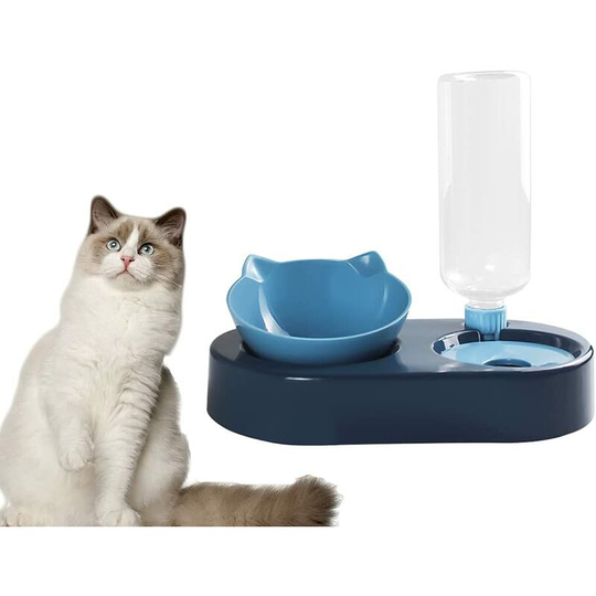 Dog Cat Water Bowl Double Water and Food Bowl, Automatic Pet Water Dispenser, with Food Bowl, Raised Cat Bowls, Pet Bowls for Small Medium Dogs