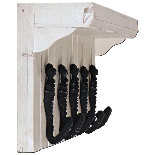 Nautical Wall Shelf With Seahorse Coat Hooks