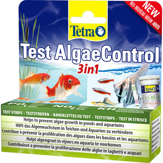 AlgaeControl 3-in-1 Test - Water Test for Pond or Aquarium (25 Test Strips) - Tetra