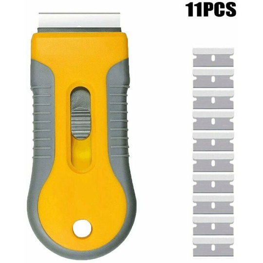 Qersta - Professional scraper for induction hobs 11 spare blades included with the glass scraper with cleaning brush, ideal for cleaning induction