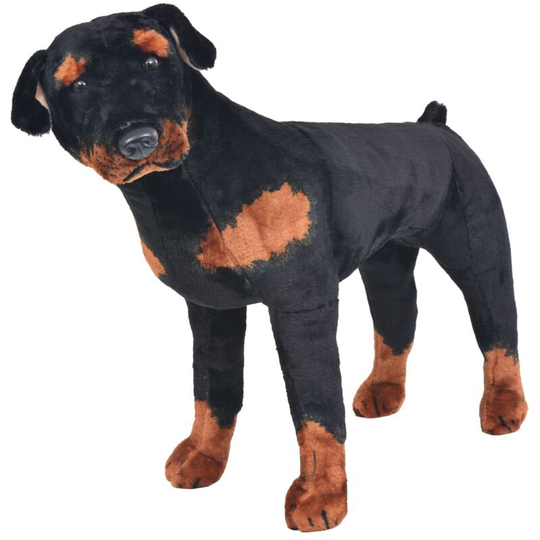 Standing Plush Toy Rottweiler Dog Black and Brown xxl - Black