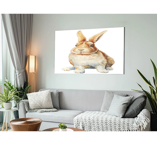 The Cute Little Rabbit - Unframed Painting on Metal