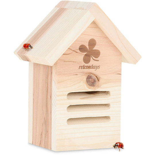Relaxdays - Insect Hotel, Nesting Aid for Wild Ladybirds, Garden Decor, House Shaped, Natural Brown