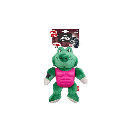 GiGwi I'm Hero TPR Armor Alligator TPR/Plush with Squeaker Dog Toy
