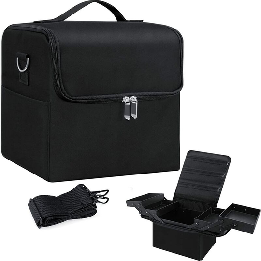 Women's Makeup Case, Vanity Case Semi Rigid Nail Box Travel Suitcase Hairdressing Bag Storage Box Varnish Manicure Makeup Case Nail Salon Cosmetic