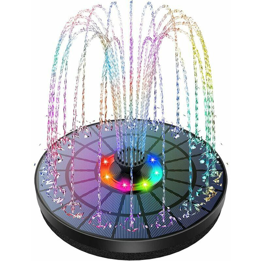 Monly - Outdoor led Solar Fountain 3.5W with Colorful Lights and Built-in Rechargeable Battery with 7 Nozzles for Small Pond Bird Bath Fish Tank