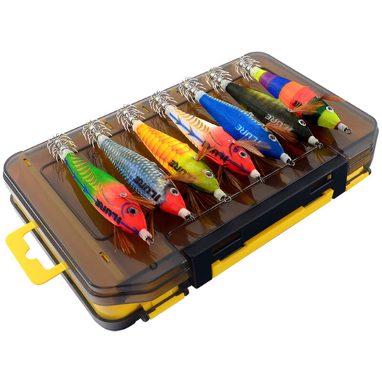 Colorful Fishing Lure Luminous Imitation Shrimp Hard Bait Prawn Lure with Squid Jigs Connector Rings Fishing Tackle Accessories,model: Lure with Box