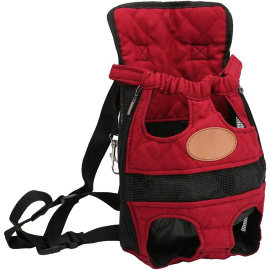 Legs-Out Front Pet Dog Carrier,Hands-Free Adjustable Backpack Travel Bag for Small Medium Puppy Doggie Cat Bunny Breeds Outdoor m, red - Langray
