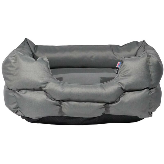 Woodland High Sided Canvas Dog Bed Soft Washable Cushion Warm Pet Basket Cushion - Grey - Medium