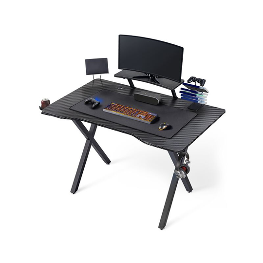 Modern Black Computer Desk Stable Office Desk Computer Workstation Writing Desk with Storage Cup Holder for Home Office Study or Work - black