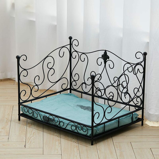 Wrought Iron Pet Sofa Couch with Padded Cushion - Livingandhome
