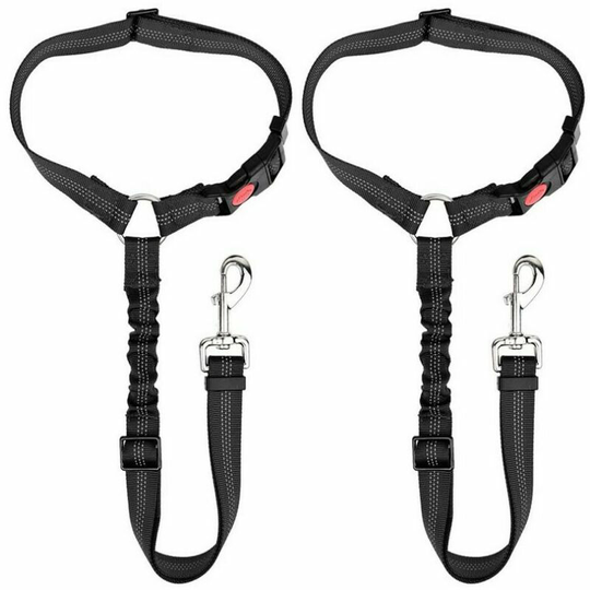 Morejieka - Headrest Dog Car Seat Belt Adjustable with Elastic Bungee Buffer Durable Headrest Pet Seat Belt Dog Car Safety Harness Restraint(black,2