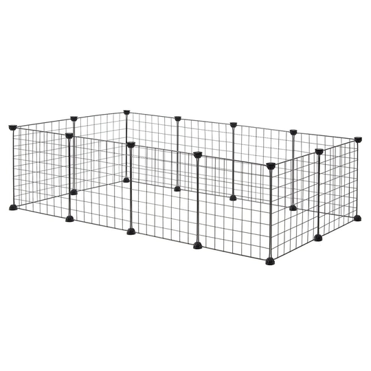 Pets Playpen for Hamster Rabbits Guinea Pig Bunny Puppy Exercise Fence DIY 12 Panels Black 145 x 75 x 35 cm