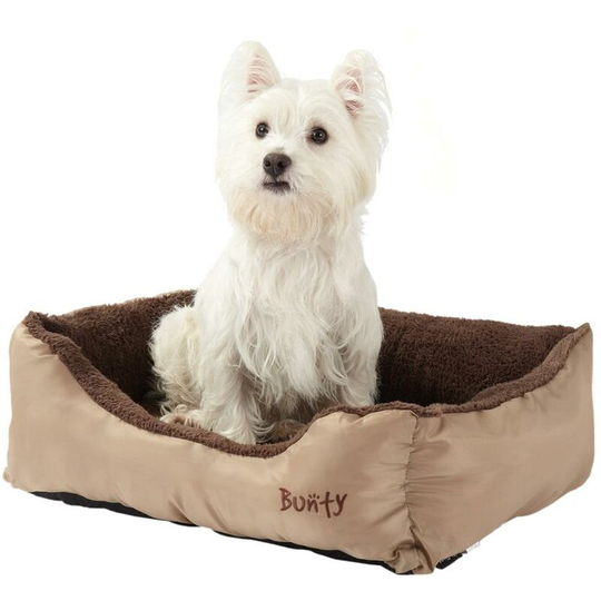 Deluxe Soft Washable Dog Pet Warm Basket Bed Cushion with Fleece Lining - Cream - Medium - Bunty