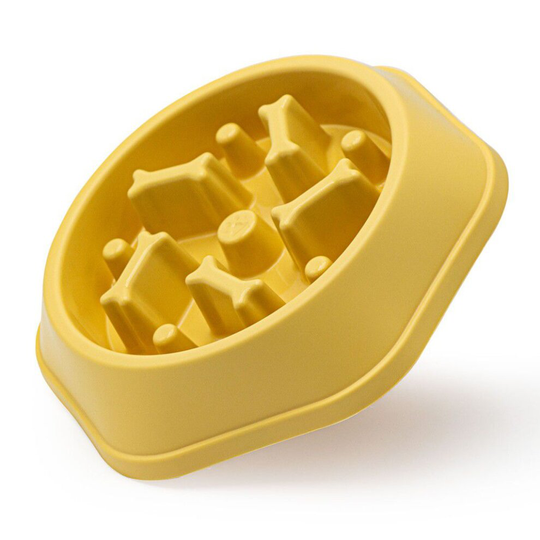 (Yellow) Anti-Choking Dog Slow Feeder Bowl Anti-Tumble