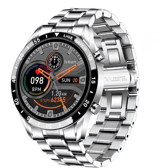 New Smart Watch Upgrade Smart Wearable Watch Pedometer Heart Rate Blood Oxygen Detection IP67 Waterproof Long Battery Life, Silver - Silver