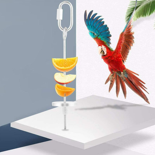 Litzee - Parrot Food Stick Holder Parrot Toy Fruit Holder Stainless Steel Budgie Food Holder Fruit Vegetable Holder Skewer for Budgie Cages, Birds