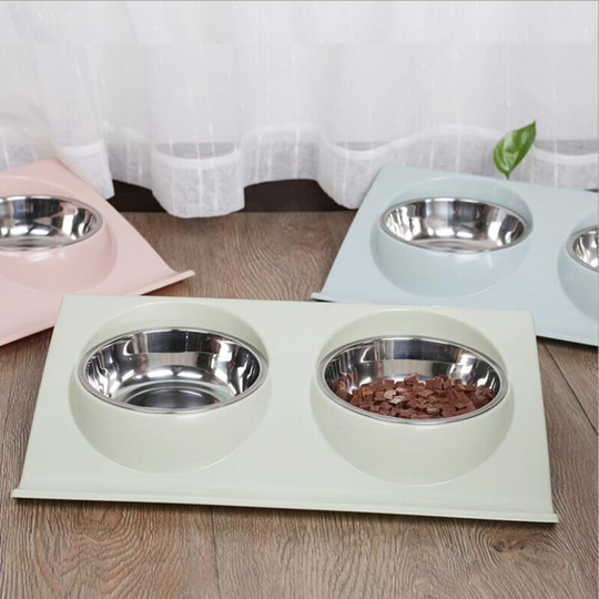 Thsinde - Double Cat Bowl, Stainless Steel Cat Bowls Anti-Gluttonous Cat Bowl Non-Slip Non-Spill, Tilt 15 ° Anti Vomiting Cat Bowl for Small Dogs and