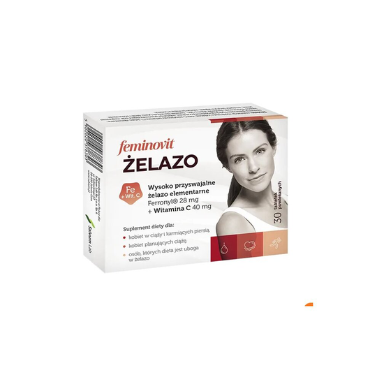 Iron + vit C 30 tabl, Żelazo wysokoprzyswajalne +wit C