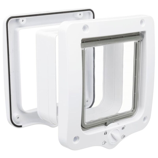 4-Way Cat Flap Door with 2 Tunnels White Trixie White