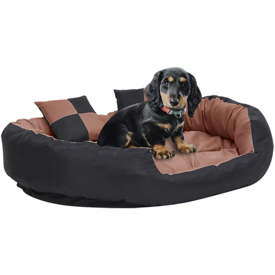 Reversible & Washable Dog Cushion Black and Brown 110x80x23 cm