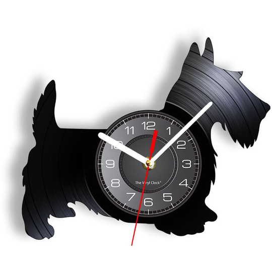 Thsinde - Orologio da parete per cani scozzesi Scottish Terrier Breed Vinyl Record Orologio da parete personalizzato Puppy Pet Home Decor