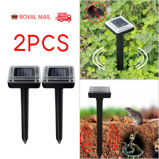 2X Solar Ultrasonic Garden Deterrent Repeller Animal Bird Cat Pest Dog