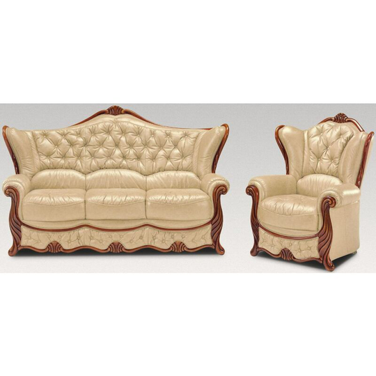 Christina 3 Seater + Armchair Genuine Italian Leather Nut Sofa Settee Offer