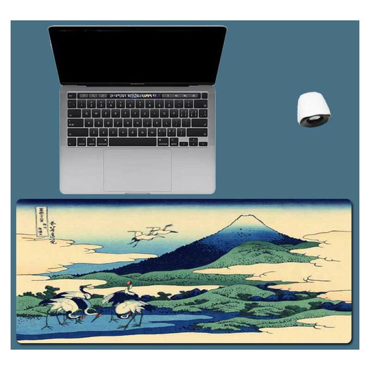 Gaming mouse pad, non-slip rubber base soft fabric mouse pad, Japanese style mouse pad with 27 scenes of Ukiyo-e (Japanese style 16, 300*900*3) - Muff